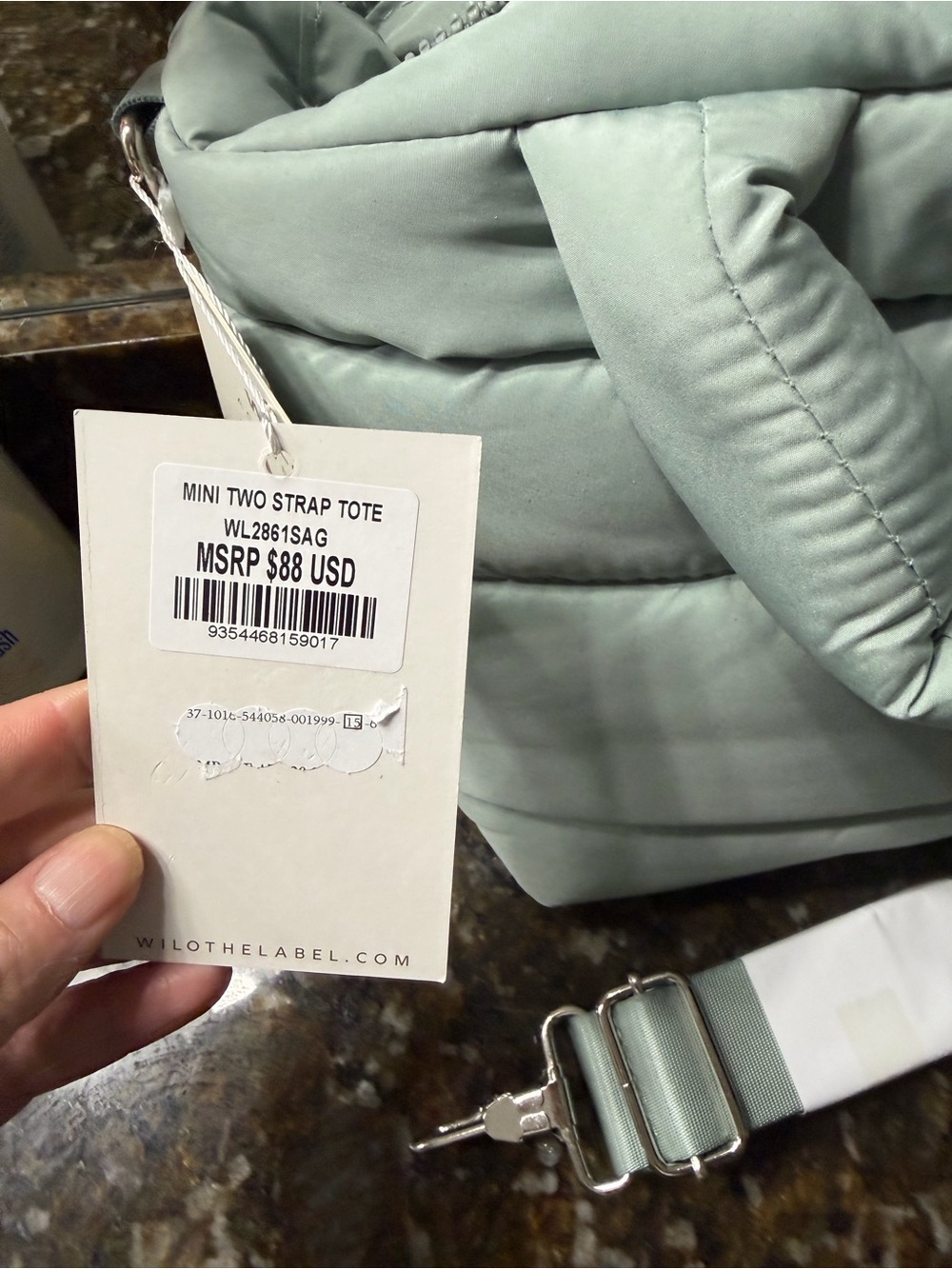 Wilo The Label Mini Two-Strap Tote in Sage Green